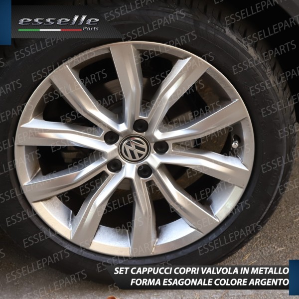 Set 4 Tappi Coprivalvola Argentati in alluminio per Renault Megane 1