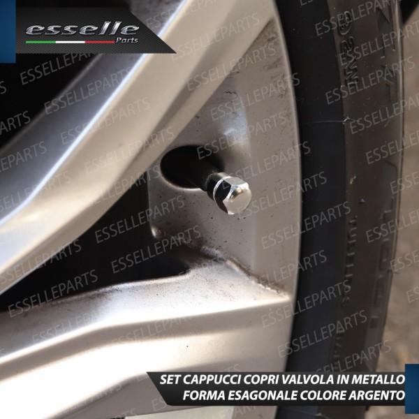 Set 4 Tappi Coprivalvola Argentati in alluminio per Renault Megane 1