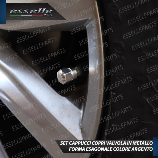 Set 4 Tappi Coprivalvola Argentati in alluminio per Renault Megane 1