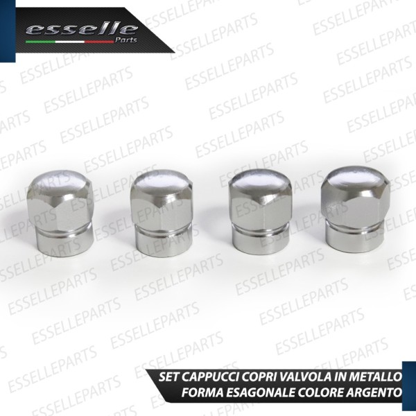 Set 4 Tappi Coprivalvola Argentati in alluminio per Renault Megane 1