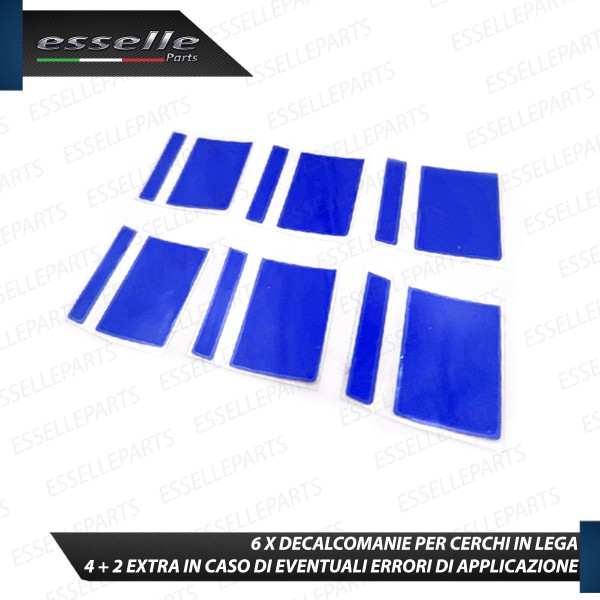 6 X DECALCOMANIE CERCHI IN LEGA RUOTE ADESIVO BLU PER OPEL TIGRA