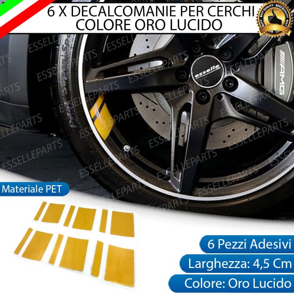 6 X DECALCOMANIE CERCHI IN LEGA RUOTE ADESIVO ORO PER AIXAM EMOTION