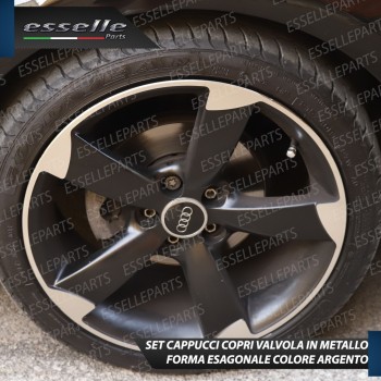 Set 4 Tappi Coprivalvola Argentati in alluminio per Peugeot 806