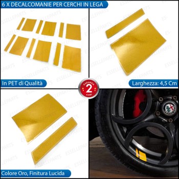6 X DECALCOMANIE CERCHI IN LEGA RUOTE ADESIVO ORO PER VOLKSWAGEN GOLF PLUS DAL 2009