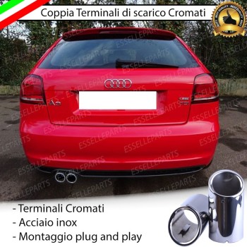 Terminale Di Scarico Cromato Marmitta Finalino Cromato Inox Audi A3 8P Terminale Di Scarico Cromato Marmitta Finalino Cromato Inox Audi A3 8P