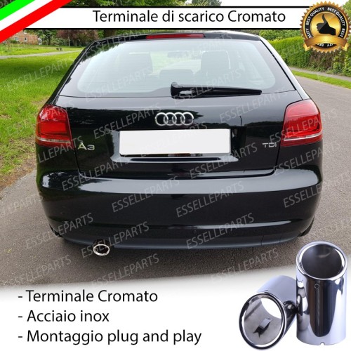 Terminale Di Scarico Cromato Marmitta Finalino Cromato Inox Audi A3 8P Pre-Restyling