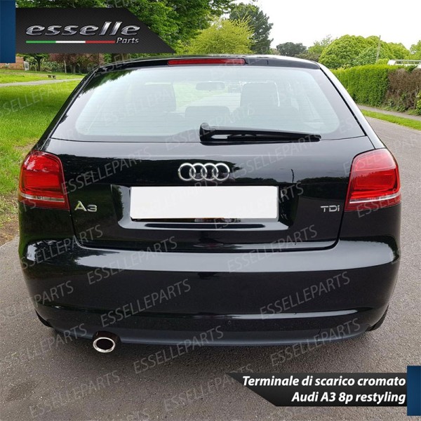 Terminale Di Scarico Cromato Marmitta Finalino Cromato Inox Audi A3 8P Pre-Restyling