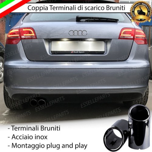 Terminali Di Scarico Nero Brunito Inox Per Audi A3 8P Pre-Restyling