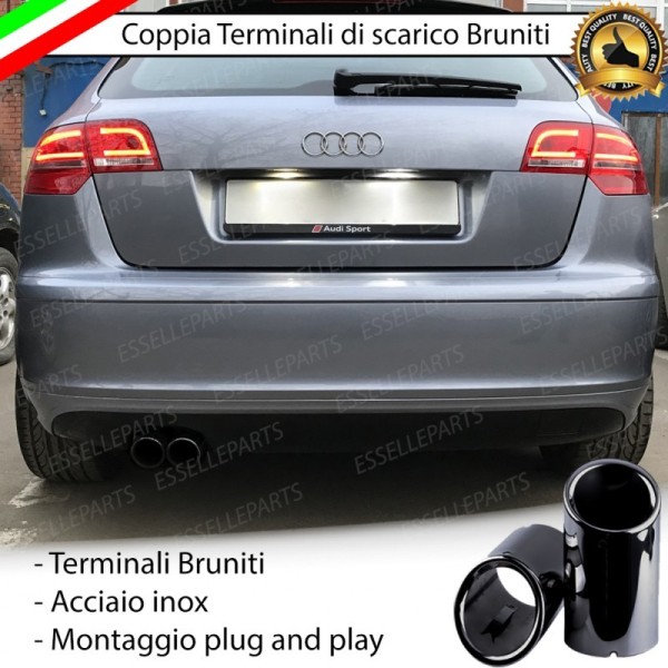 Terminali Di Scarico Nero Brunito Inox Per Audi A3 8P Pre-Restyling