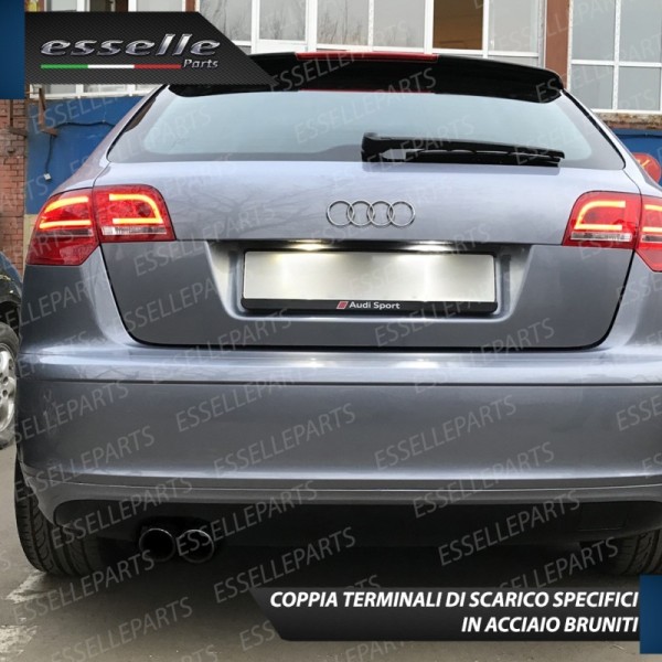 Terminali Di Scarico Nero Brunito Inox Per Audi A3 8P Pre-Restyling