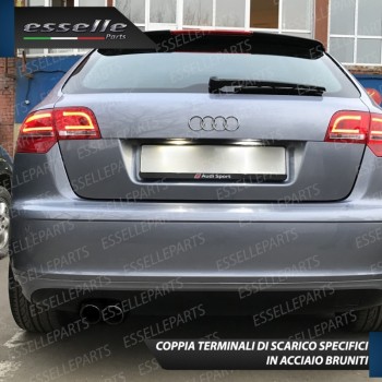 Terminali Di Scarico Nero Brunito Inox Per Audi A3 8P Pre-Restyling Terminali Di Scarico Nero Brunito Inox Per Audi A3 8P Pre-Restyling