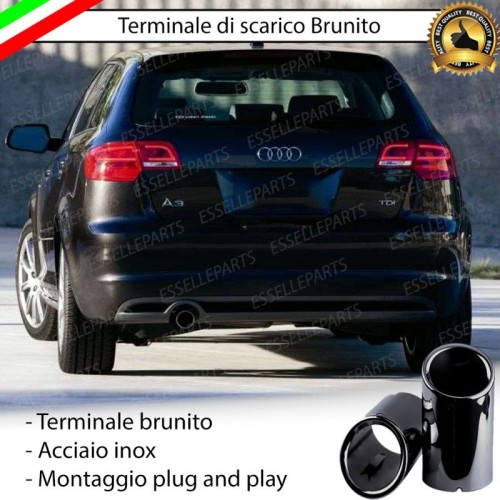 Terminale Di Scarico Nero Brunito Inox Per Audi A3 8P Pre-Restyling