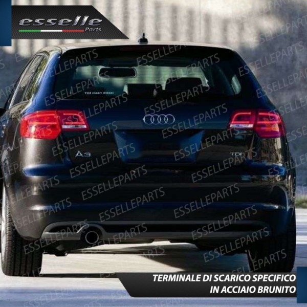 Terminale Di Scarico Nero Brunito Inox Per Audi A3 8P Pre-Restyling