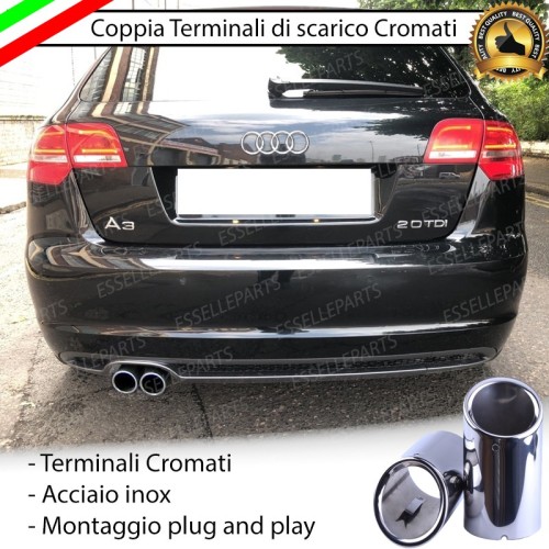 Terminale Di Scarico Doppio Audi A3 8P Pre-Restyling Sportback In Acciaio