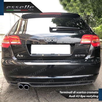 Terminale Di Scarico Doppio Audi A3 8P Pre-Restyling Sportback In Acciaio Terminale Di Scarico Doppio Audi A3 8P Pre-Restyling Sportback In Acciaio