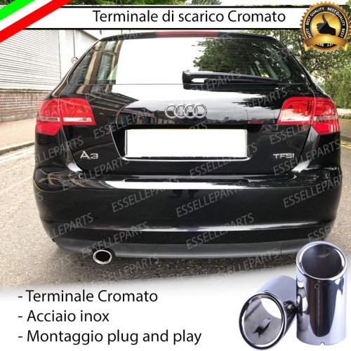 Terminale Di Scarico Cromato Marmitta Finalino Cromato Inox Audi A3 8P Pre-Restyling