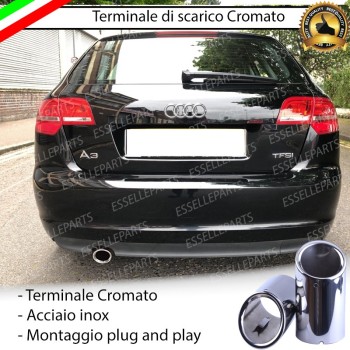 Terminale Di Scarico Cromato Marmitta Finalino Cromato Inox Audi A3 8P Pre-Restyling Terminale Di Scarico Cromato Marmitta Finalino Cromato Inox Audi A3 8P Pre-Restyling