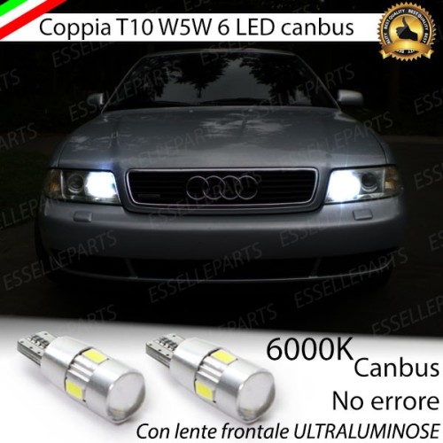 Coppia lampade T10 W5W 6 LED Canbus 6000K Luci di posizione Audi A4 B5 fino al 1998