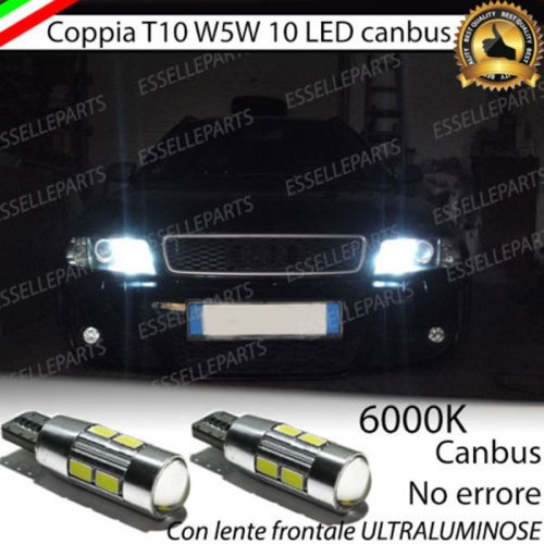 Coppia lampade T10 W5W 10 LED Canbus 6000K Luci di posizione Audi A4 B5 fino al 1998