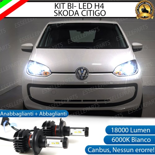 Kit Full LED H4 18000 Lumen 6000K Skoda Citigo Fari a parabola singola