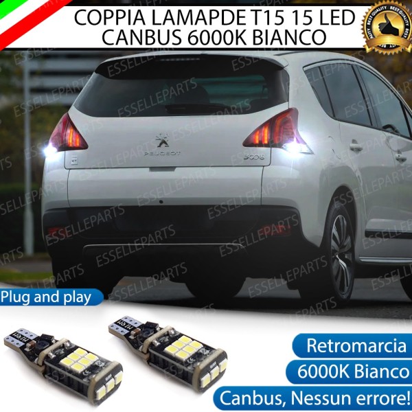 Lampade T15 W16W 15 LED 6000K Bianco Canbus Retromarcia Peugeot 3008