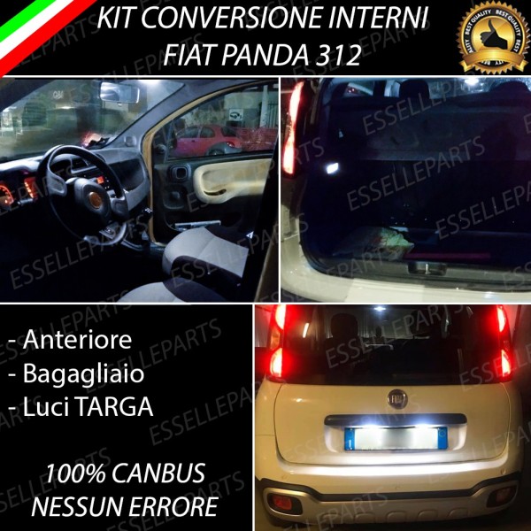 Kit LED interni + Luci targa LED 6000K Canbus Fiat Panda MK3 con plafoniera doppia
