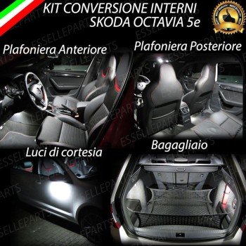 Kit LED interni Completo 6000K Bianco Canbus Skoda Octavia MK3 5E con Tetto Panoramico