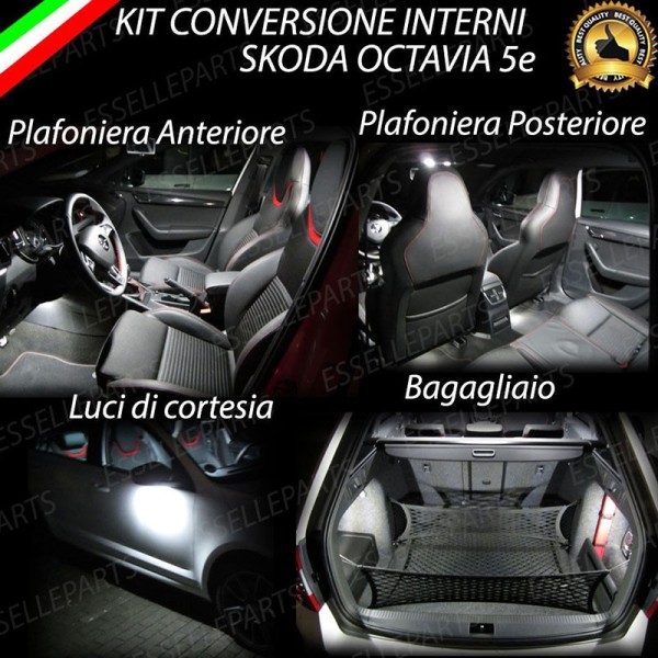 Kit LED interni Completo 6000K Bianco Canbus Skoda Octavia MK3 5E senza tetto panoramico