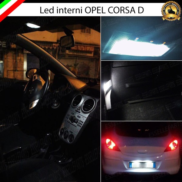 Kit LED interni + Luci targa LED 6000K Canbus Opel Corsa D con plafoniera a 3 Punti