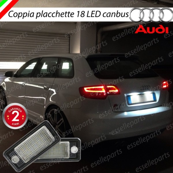 Coppia Placchette Targa LED Complete Da 18 LED Canbus 6000K A3 8P 8Pa Tutte Le Versioni Ed Anni