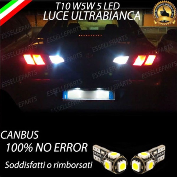 Coppia Luci Targa T10 W5W 5 LED canbus 6000K Bianco per Alfa Romeo 166 Pre-Restyling