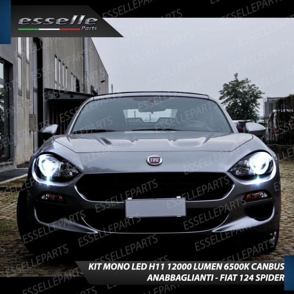 Kit Mono LED Coppia H11 12000 Lumen Anabbaglianti Fiat 124 Spider