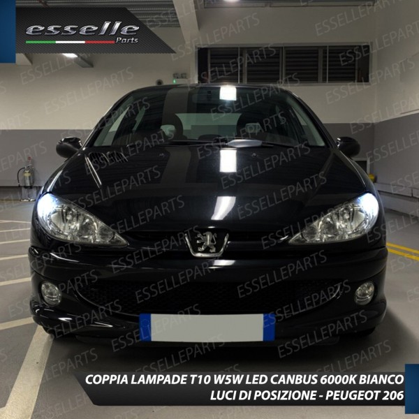 Coppia luci di posizione T10 W5W 6 LED canbus 6000K Bianco Peugeot 206 Dal 10/2006