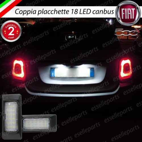 Coppia Placchette Targa LED Complete Da 18 LED Canbus 6000K Bianco Fiat 500X dal 2017