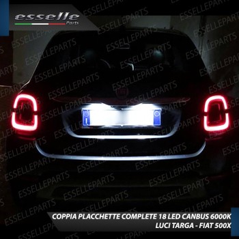 Coppia Placchette Targa LED Complete Da 18 LED Canbus 6000K Bianco Fiat 500X dal 2017