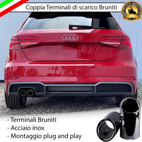 Terminali Di Scarico Nero Brunito Inox Per A3 (8V) In Acciaio
