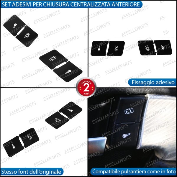Set Ricambio Per Tasti Chiusura Centralizzata Porte Per Audi A3 8P Adesivi