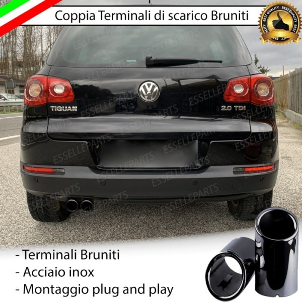 Terminali Di Scarico Nero Brunito Inox Per Tiguan I (5N) In Acciaio