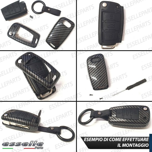 Cover Rosso Satinato In Plastica Rigida Di Protezione Specifica Per Chiave Audi A3 8V