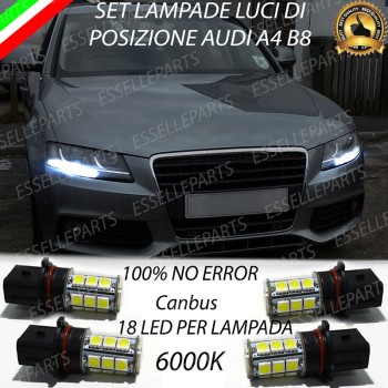 Set 4 Luci Di Posizione / Diurne 18 LED 6000K Canbus P13W Audi A4 B8 Pre-Restyling