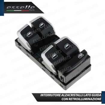 Interruttore Alzacristalli Lato Guidatore Nero / Cromo Per Audi A5 8T 8T Sportback