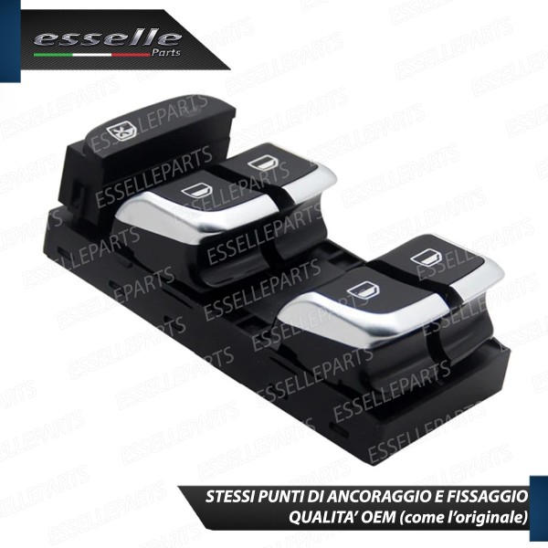 Interruttore Alzacristalli Lato Guidatore Nero / Cromo Per Audi A5 8T 8T Sportback