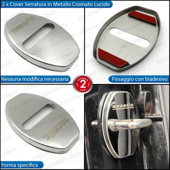 2 X Cover Serratura Porte Adesivo In Metallo Cromato Lucido Per Audi A5 8T