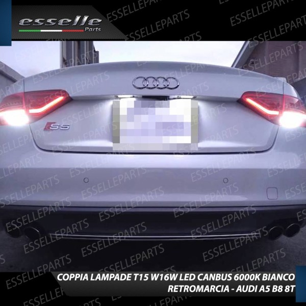 Coppia lampade Retromarcia LED T15 W16W da 13 Led Canbus 6000K Audi A5 8T Fino 2011