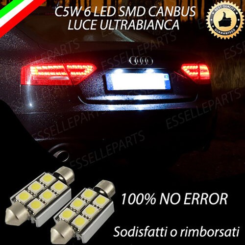 Coppia lampade siluro 6 LED Luci Targa Canbus 6000K per Audi A5 8T Fino al 2011