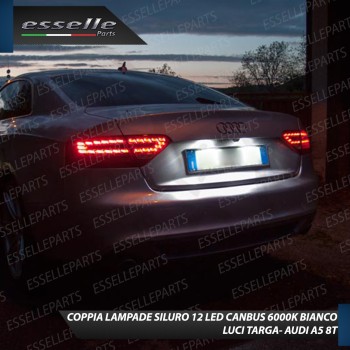 Coppia lampade siluro 12 LED Luci Targa Canbus 6000K per Audi A5 8T Fino al 2011