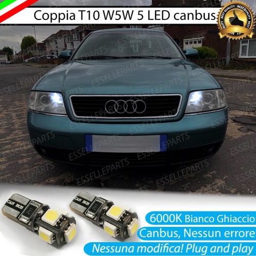 Coppia luci di posizione T10 W5W 5 LED canbus 6000K Bianco Audi A6 C5 Fino al 2001