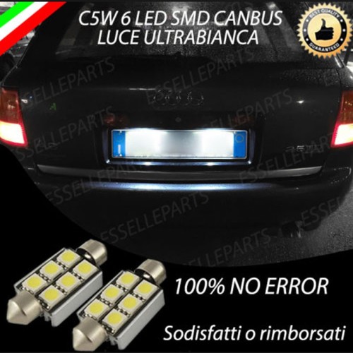 Coppia lampade siluro 6 LED Luci Targa Canbus 6000K Audi A6 C5 Avant Fino al 2001