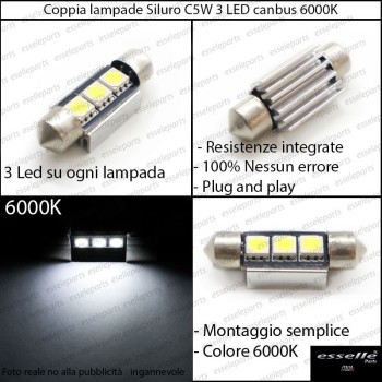 Coppia lampade siluro 3 LED Luci Targa Canbus 6000K bianco ghiaccio per Audi A6 C6 C6 Avant Fino al 2008 Coppia lampade siluro 3 LED Luci Targa Canbus 6000K bianco ghiaccio per Audi A6 C6 C6 Avant Fino al 2008