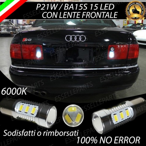 Coppia Lampade LED Retromarcia Da 15 LED Canbus 6000K con lente Audi A8 D2 Fino 1998